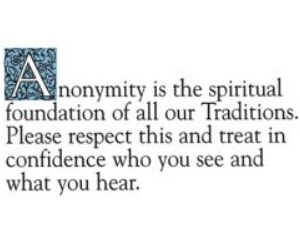 Anonymity Placard Card