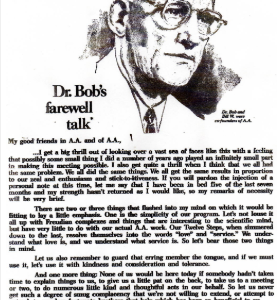 Dr. Bob's Farewell Talk