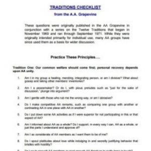 Traditions Checklist
